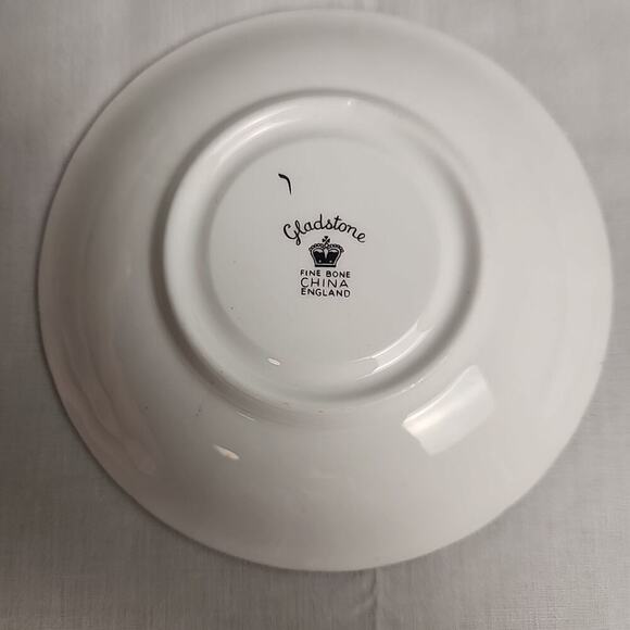 Gladstone Bone China Grannycore Cottagecore Cup Saucer Pattern 1119 Wht Blk Turq - Picture 4 of 5
